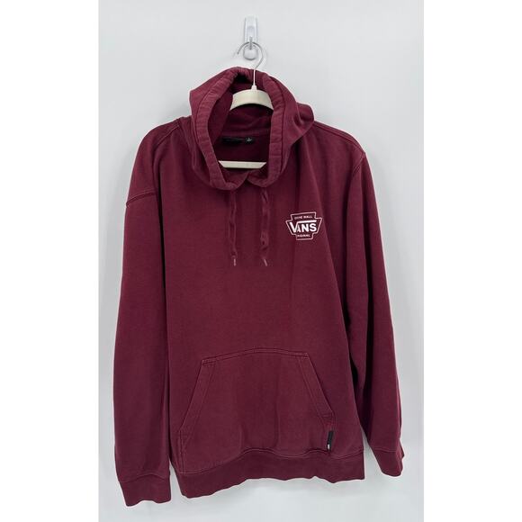 Vans Maroon Classic Off The Wall Logo Hoodie Soft Fleece Pullover Size Large - Picture 2 of 6
